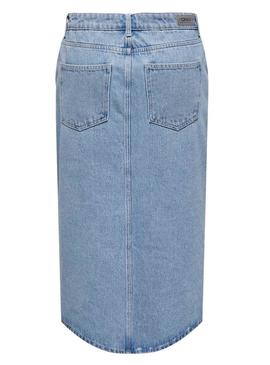 Saia Denim Only Bianca Midi Light Azul Mulher