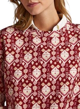 Sweat Pepe Jeans Bella Printed Bordeaux Mulher