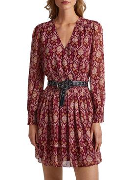 Vestido Pepe Jeans Gala Printed Bordeaux Mulher