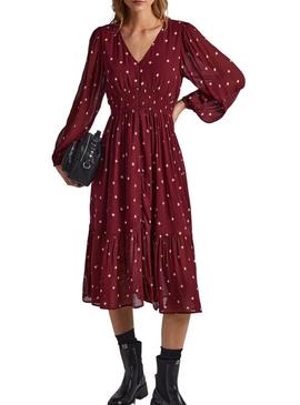 Vestido Pepe Jeans Gio Bordeaux para Mulher