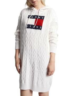 Vestido Tommy Jeans Cabo Flag Branco para Mulher