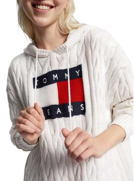 Vestido Tommy Jeans Cabo Flag Branco para Mulher