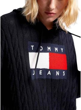 Vestido Tommy Jeans Cabo Flag Preto para Mulher