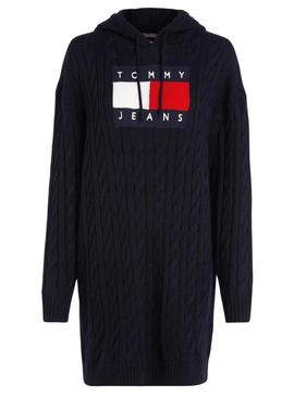 Vestido Tommy Jeans Cabo Flag Preto para Mulher