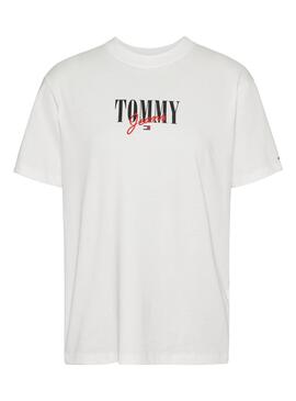 T-Shirt Tommy Jeans Essential Logo Branco Mulher