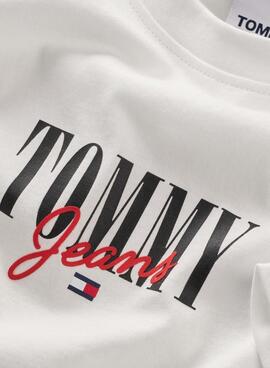 T-Shirt Tommy Jeans Essential Logo Branco Mulher