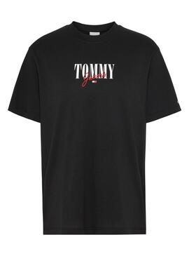 T-Shirt Tommy Jeans Essential Logo 1 Preto Mulher