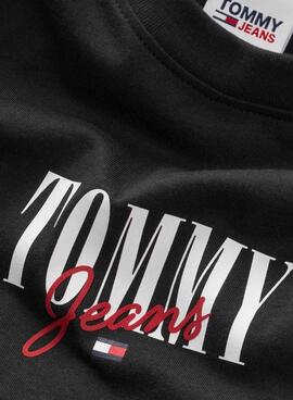 T-Shirt Tommy Jeans Essential Logo 1 Preto Mulher