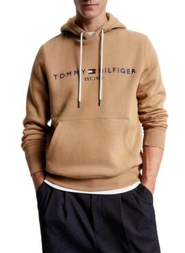 Sweat Tommy Hilfiger Logo Hoody Marrom Homem