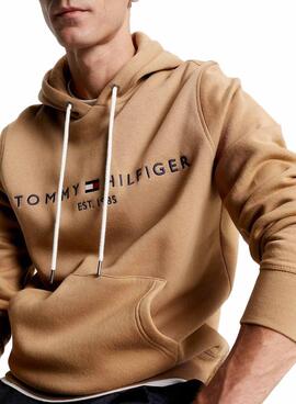 Sweat Tommy Hilfiger Logo Hoody Marrom Homem