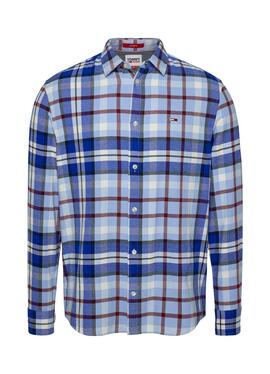 Camisa Tommy Jeans Classic Essential Azul Homem