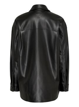 Overshirt Tommy Jeans Pleather Preto para Mulher