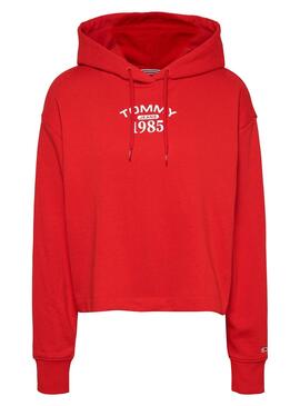 Sweat Tommy Jeans Relaxed Essential Vermelho Mulher