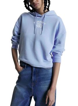 Sweat Tommy Jeans Relaxed Essential Azul Mulher