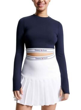 Crop Top Tommy Jeans Cintura Azul Marinho Mulher