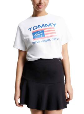 T-Shirt Tommy Jeans Modern Prep Flag Branco Mulher