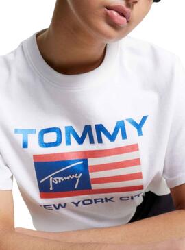 T-Shirt Tommy Jeans Modern Prep Flag Branco Mulher