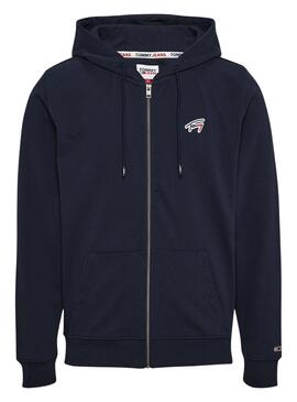 Sweat Tommy Jeans Signature Zip Azul Marinho Homem