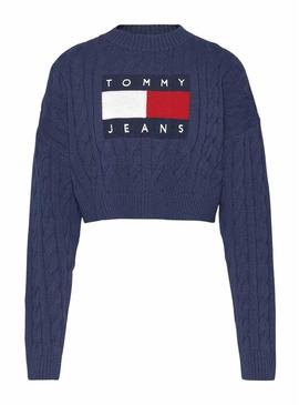 Camisola Tommy Jeans Boxy Center Azul Marinho Mulher