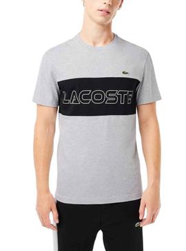 T-Shirt Lacoste Cor Block Cinza para Homem