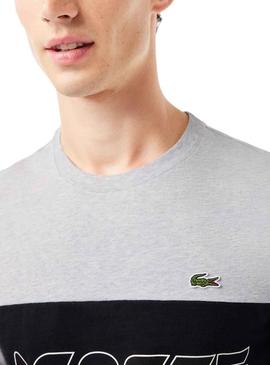 T-Shirt Lacoste Cor Block Cinza para Homem