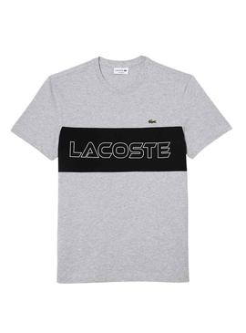 T-Shirt Lacoste Cor Block Cinza para Homem