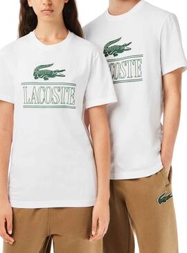 T-Shirt Lacoste Runs Large Branco Homem e Mulher