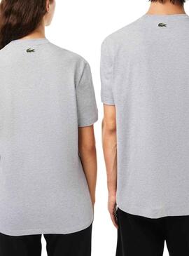 T-Shirt Lacoste Runs Large Cinza Homem Mulher