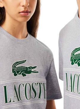 T-Shirt Lacoste Runs Large Cinza Homem Mulher