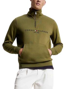 Sweat Tommy Hilfiger MockNeck Verde Homem