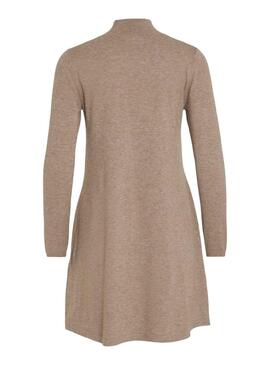 Vestido Vila Vicomfy A-Line Rollneck Marrom Mulher