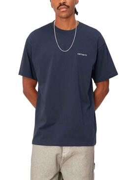 T-Shirt Carhartt Script Embroidery Azul Marinho Homem