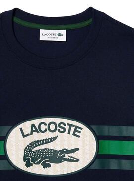 T-Shirt Lacoste Monograma Azul Marinho para Homem