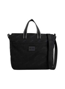 Bolsa Tote Tommy Jeans Skater Logos Preto Mulher