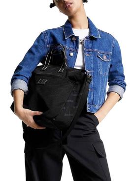 Bolsa Tote Tommy Jeans Skater Logos Preto Mulher