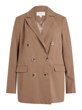 Blazer Vila Vistriker Listas Camel para Mulher