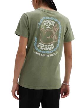 T-Shirt Vans Open a Peace Verde para Mulher