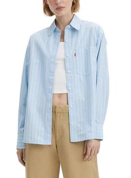 Camisa Levis Nola Jenny Stripe Azul para Mulher