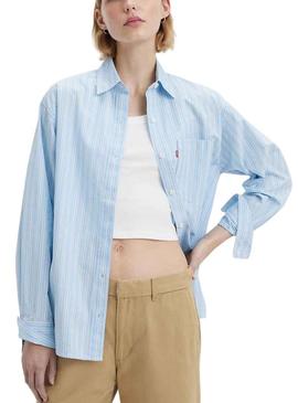 Camisa Levis Nola Jenny Stripe Azul para Mulher