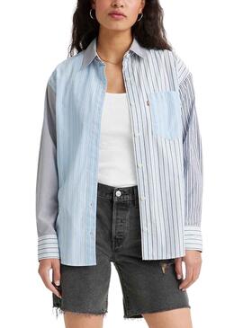 Camisa Levis Nola Lorelai Stripe Azul para Mulher