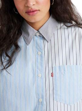 Camisa Levis Nola Lorelai Stripe Azul para Mulher