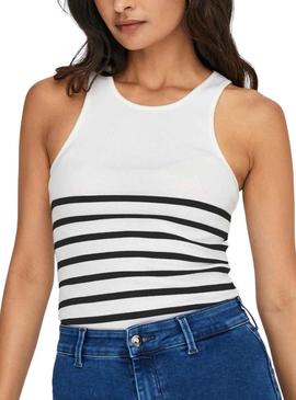 T-Shirt Only Kenya Rib Listas Preto para Mulher