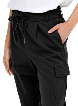 Pantalones Only Cargo Poptrash Preto para Mulher