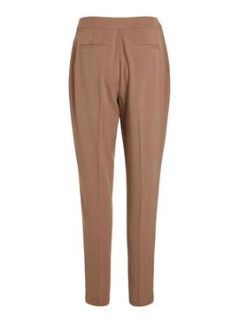 Pantalones Vila Exibir Listas Camel para Mulher