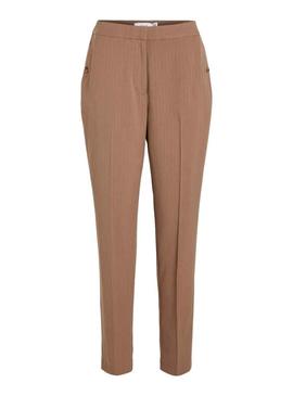 Pantalones Vila Exibir Listas Camel para Mulher