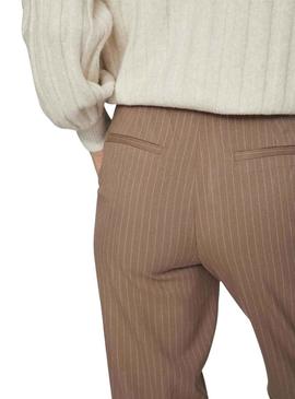 Pantalones Vila Exibir Listas Camel para Mulher