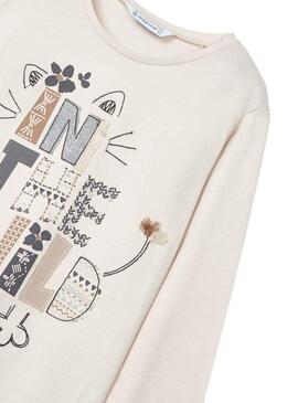 T-Shirt Mayoral Em The Bege Selvagem para Menina