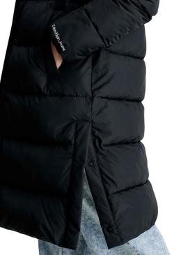 Casaca Calvin Klein Plumas Capuz Preto Mulher