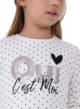 T-Shirt Mayoral Mini Corações Branco para Menina