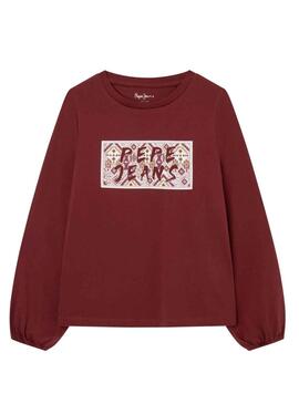 T-Shirt Pepe Jeans Saula Bordeaux para Menina